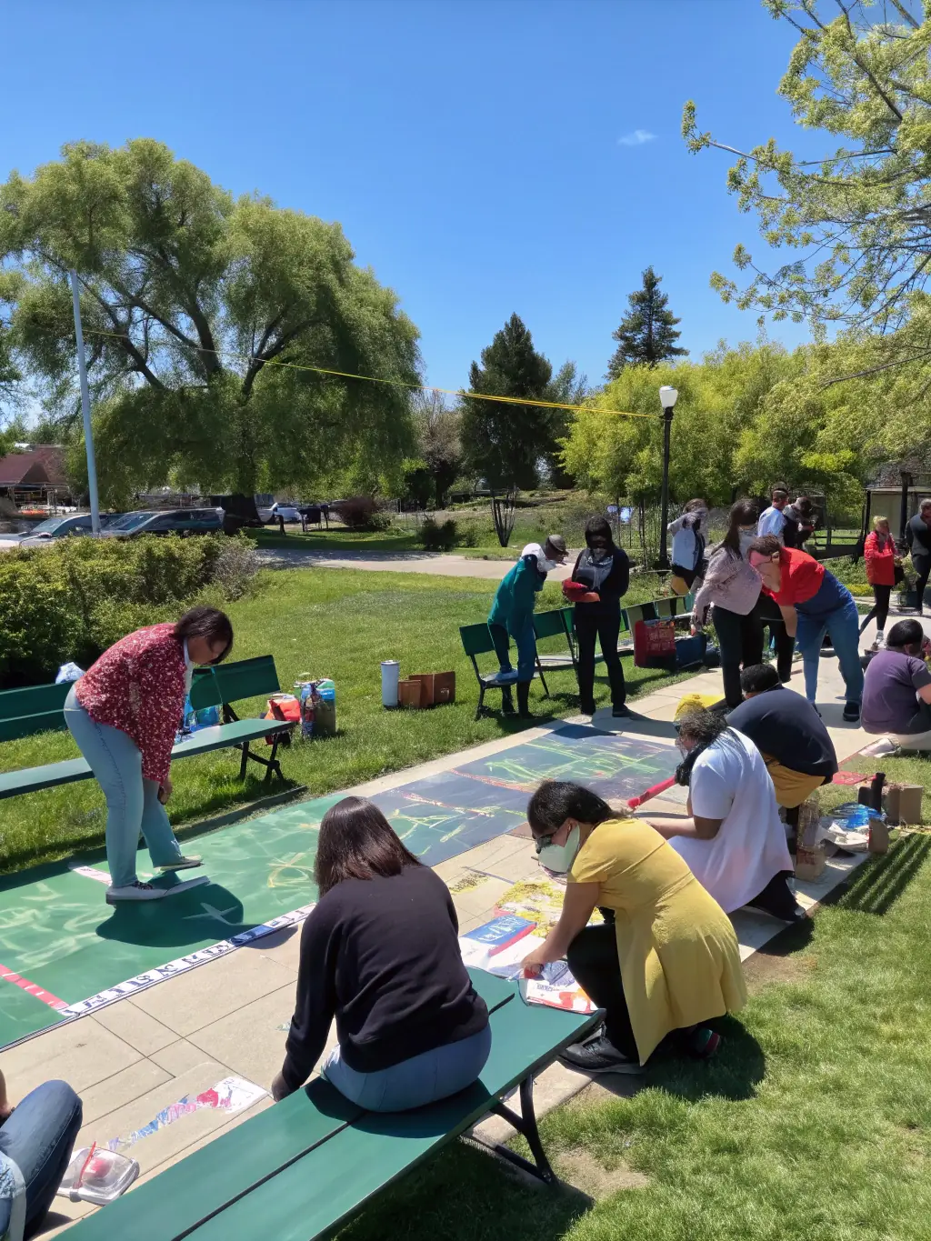 A diverse group of people working together on a community project, symbolizing GHDF's collaborative approach to development.