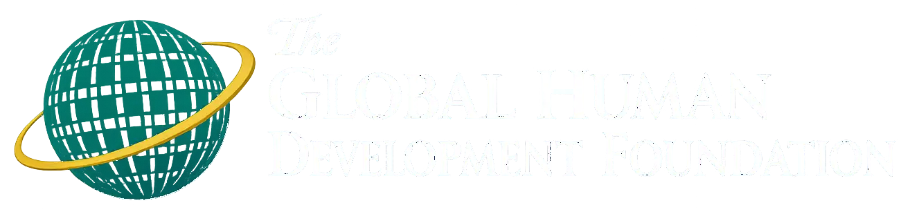 Global Human Development Foundation logo, white wordmark.